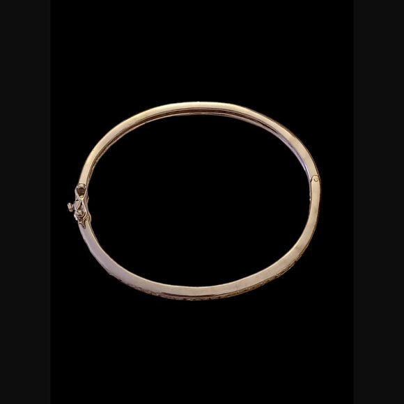 925 Sterling Silver Square Cut Clear CZ 7" Hinged Bangle Bracelet - Picture 4 of 7